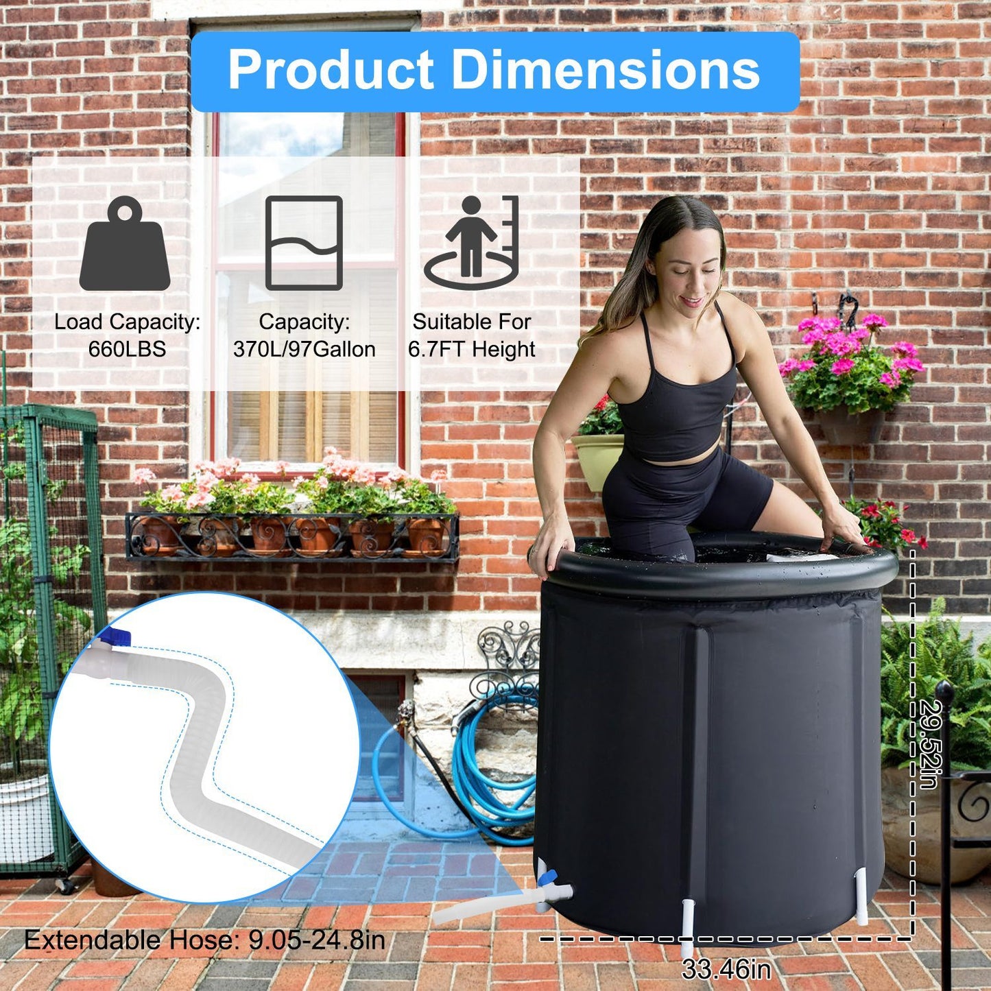 Heavy-Duty Ice Bath Tub with Cover – 97 Gal Cold Therapy Recovery Tub
