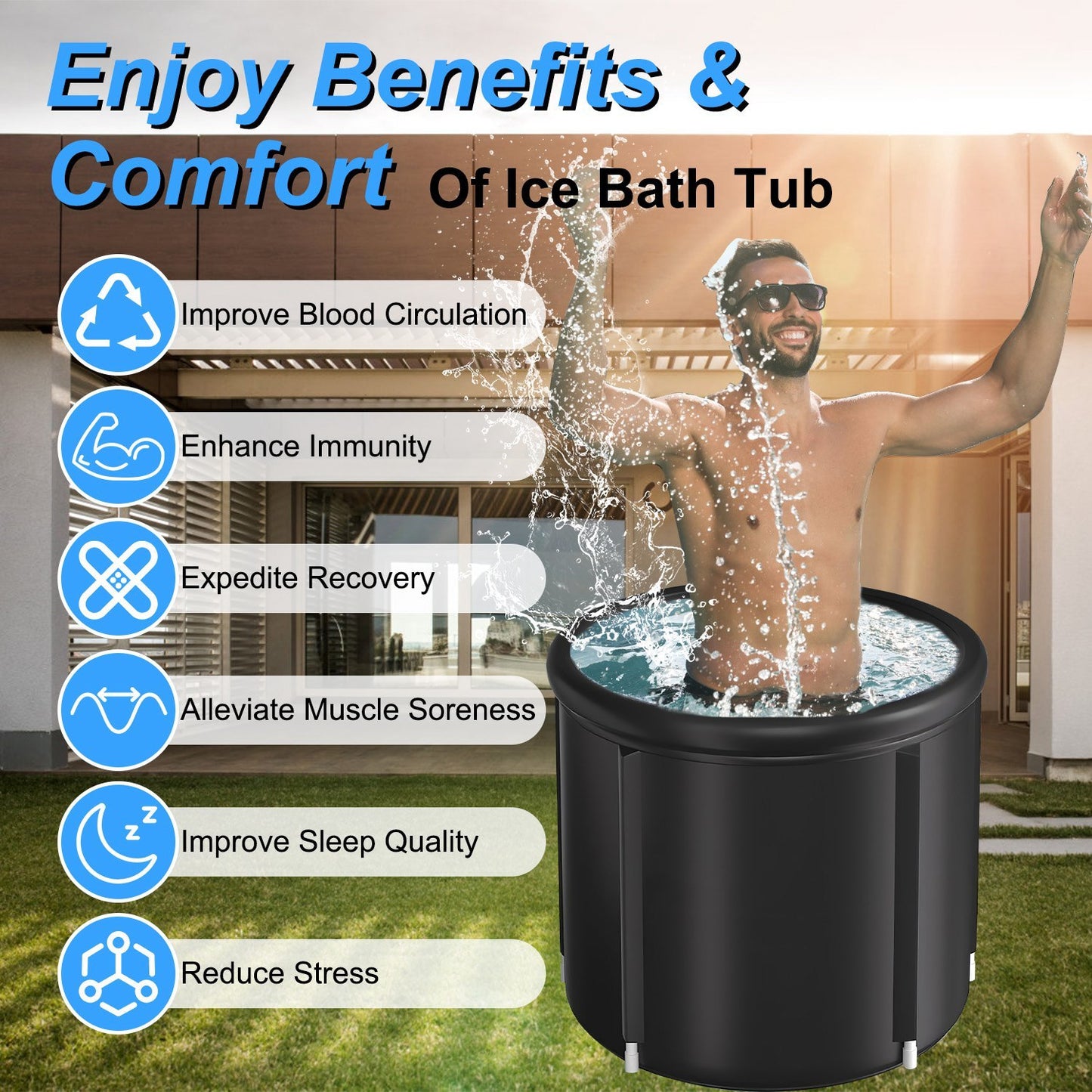 Heavy-Duty Ice Bath Tub with Cover – 97 Gal Cold Therapy Recovery Tub